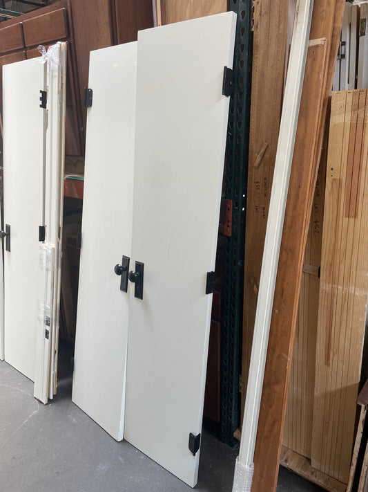 36x77 Interior Reclaimed Solid Flush Double Door Pair, White