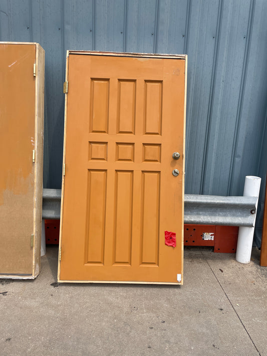 42x79 LHS Exterior Reclaimed Solid 9 Panel Prehung Door, Brown