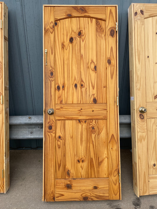 30x80 LHS Interior Reclaimed 2 Panel Prehung Door, Wood Finish