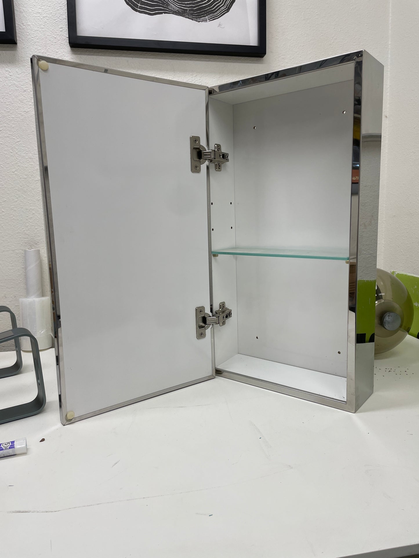 Reclaimed Mirrored Medicine Cabinet, Chrome Frame
