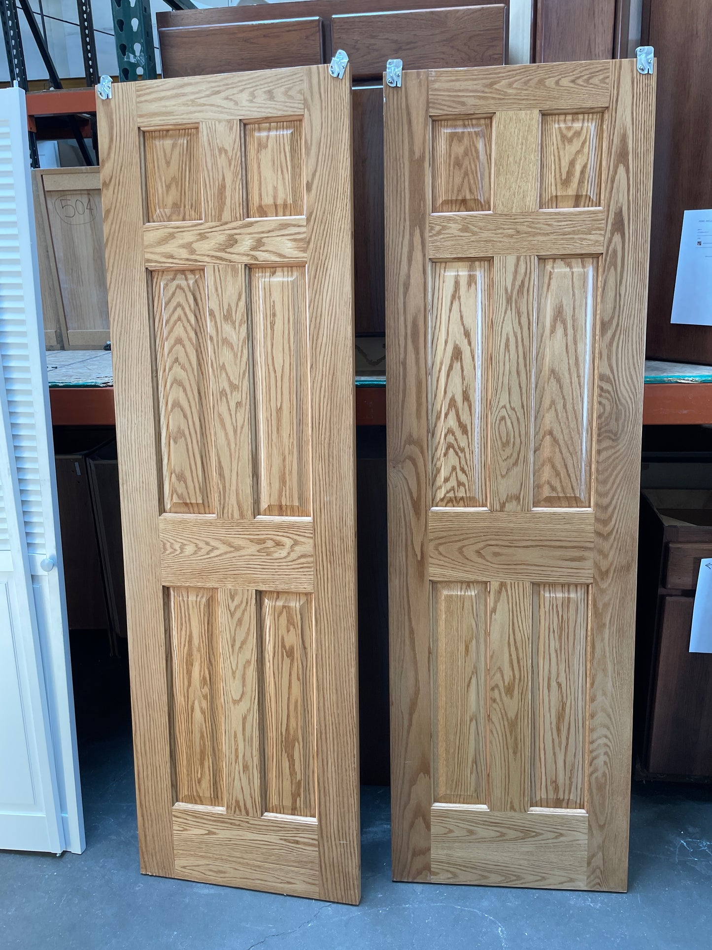 48x80 Interior Reclaimed Solid 6 Panel Bypass Door Pair, Wood Finish