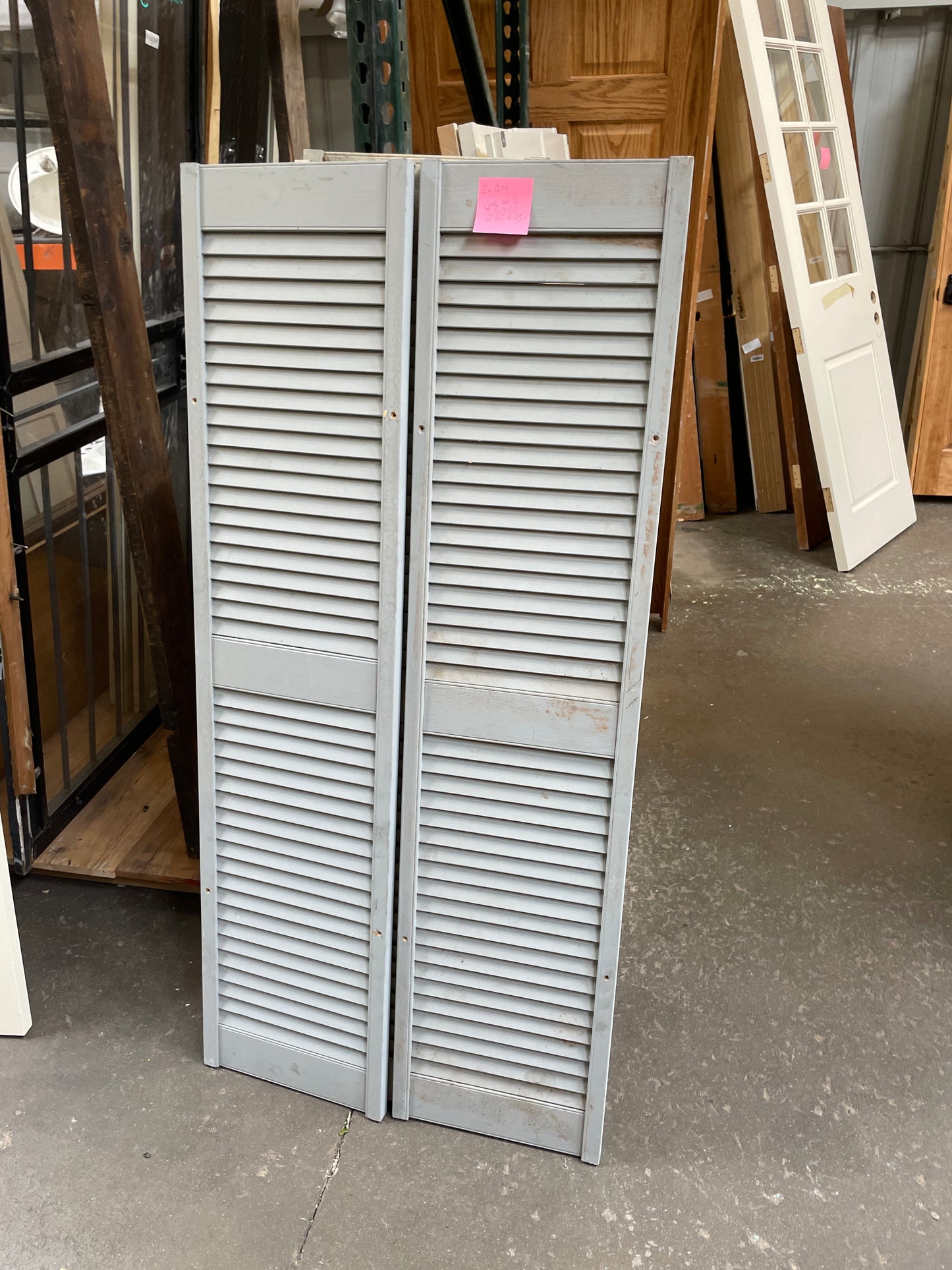 30x63 Reclaimed Louvered Window Shutters, Grey