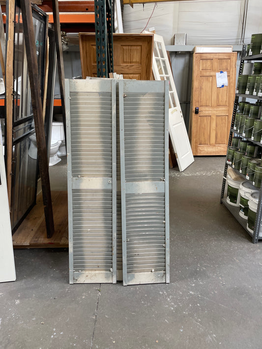 30x63 Reclaimed Louvered Window Shutters, Grey