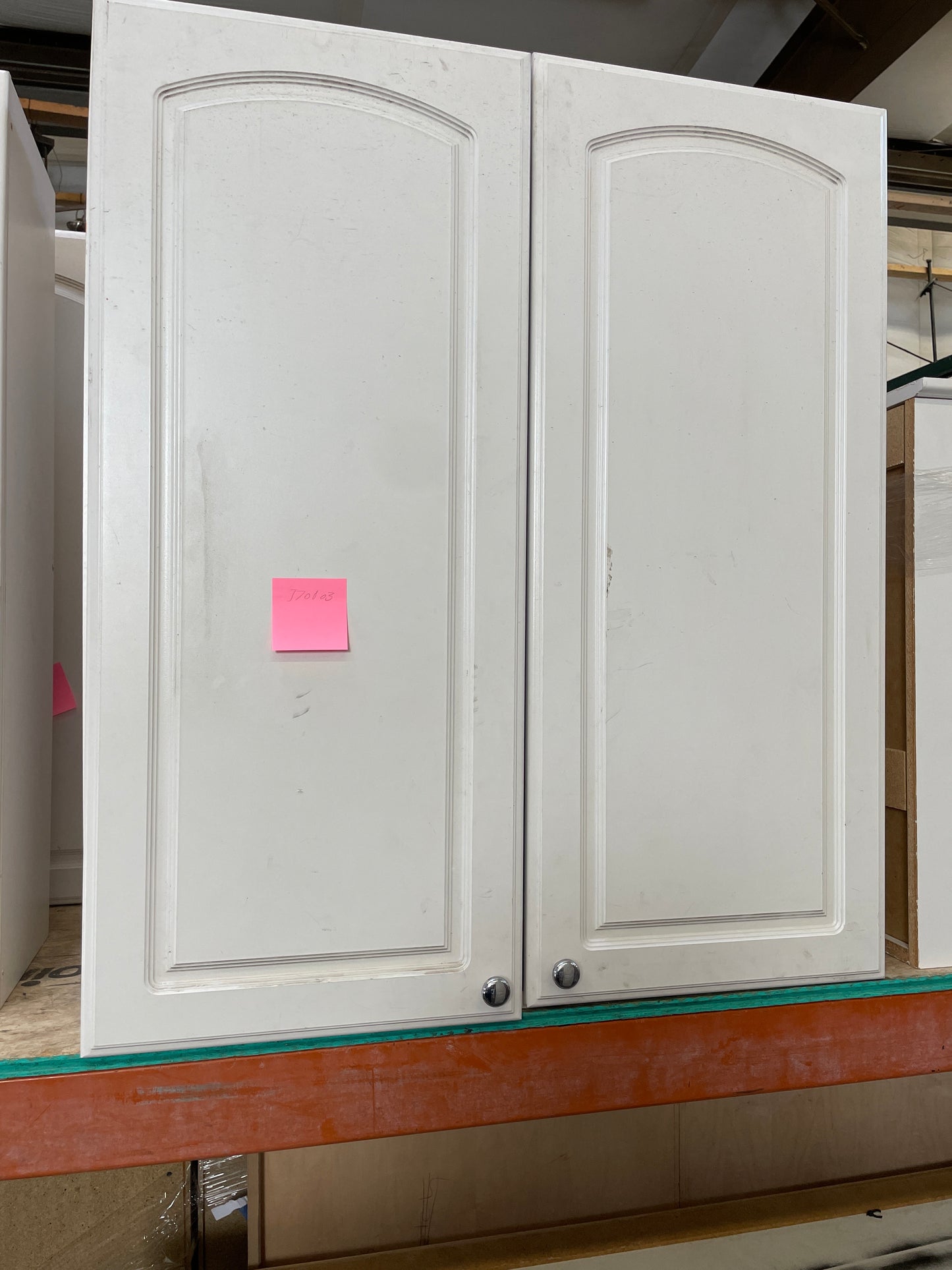 Salvaged Wall Cabinet, White Painted Finish