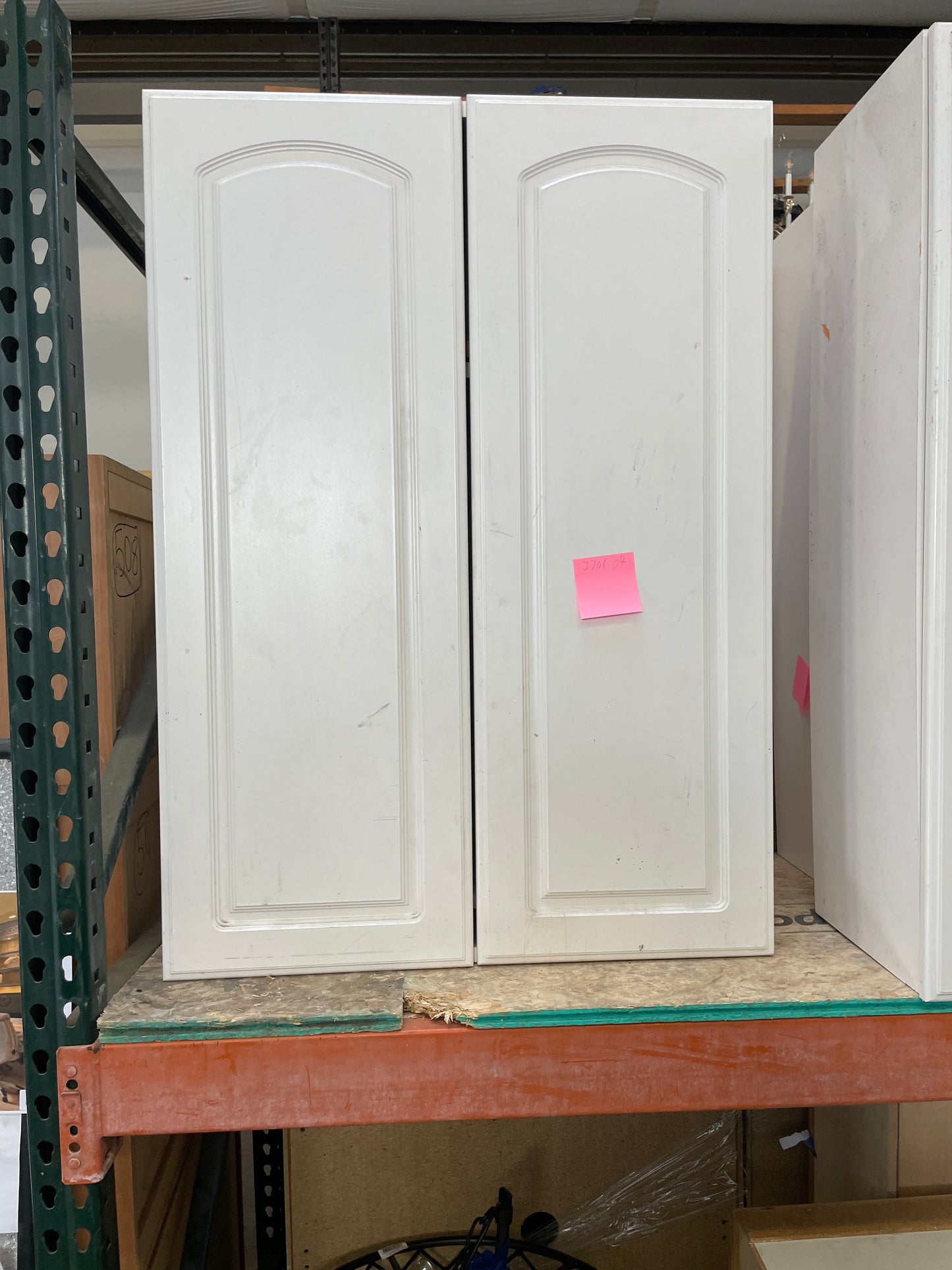 Salvaged Wall Cabinet, White Painted Finish
