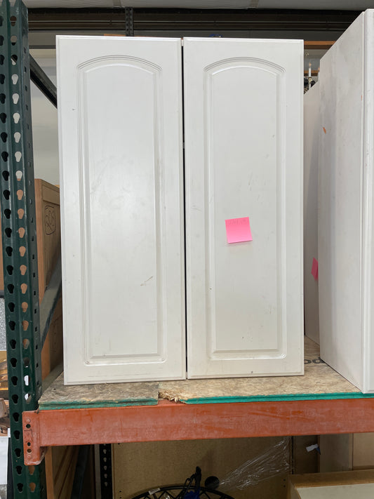 Salvaged Wall Cabinet, White Painted Finish