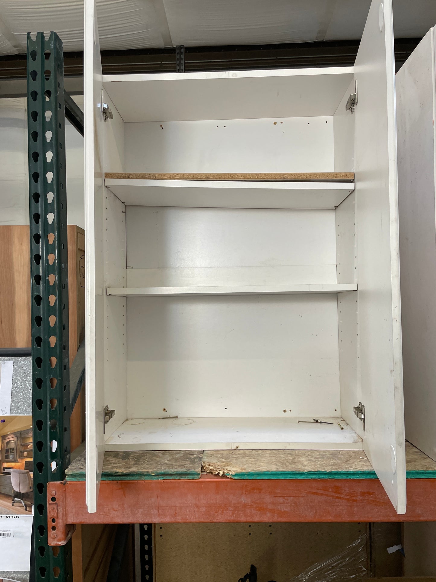 Salvaged Wall Cabinet, White Painted Finish
