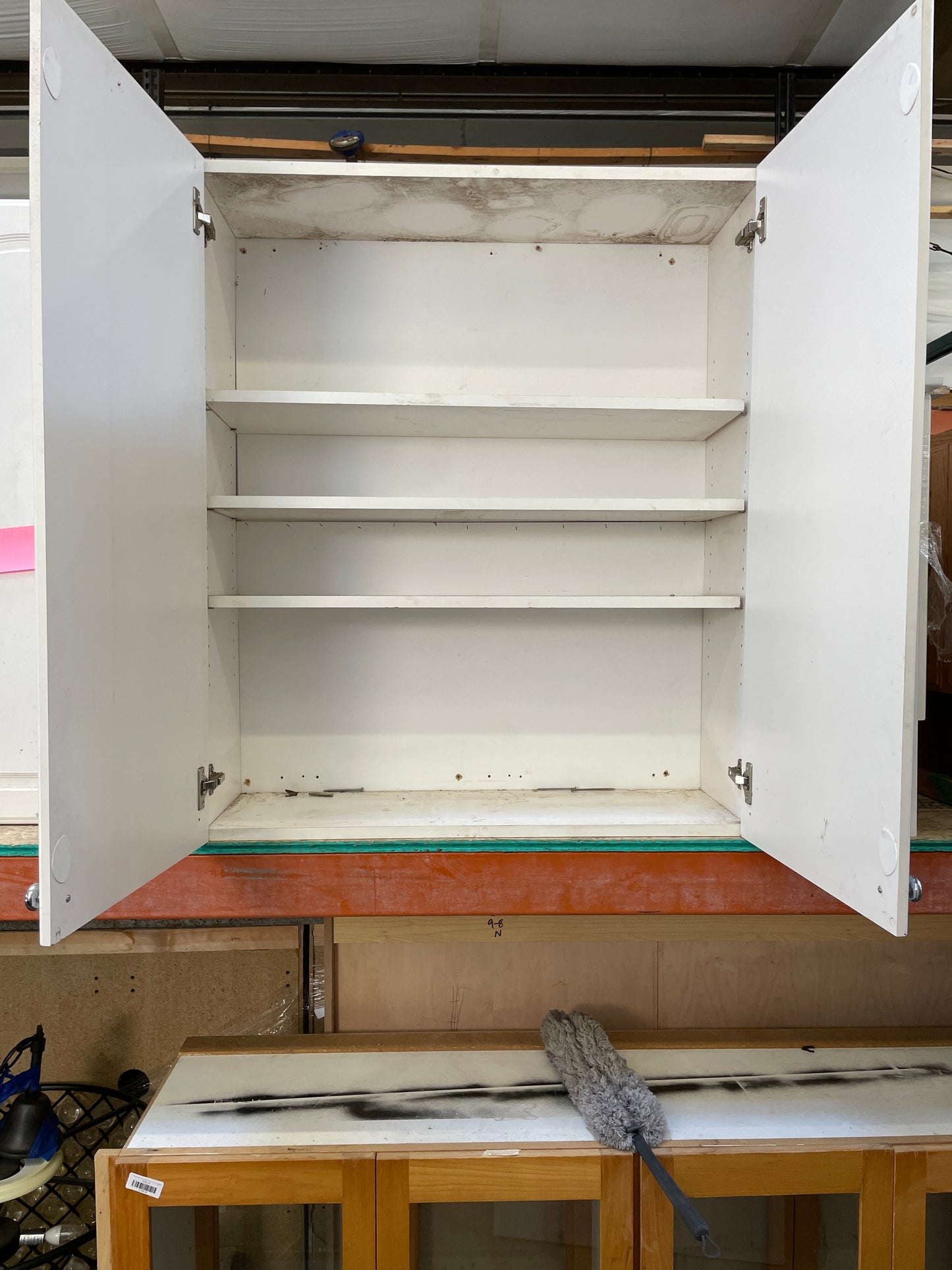Salvaged Wall Cabinet, White Painted Finish