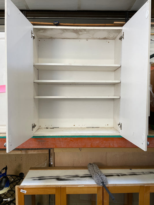 Salvaged Wall Cabinet, White Painted Finish