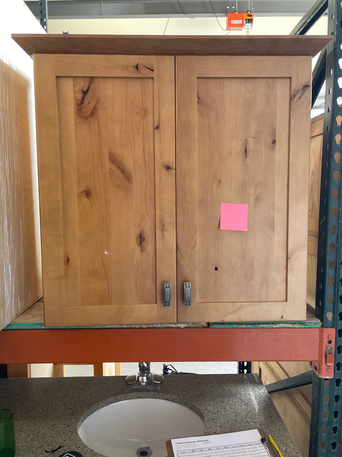 Reclaimed Knotty Wood Wall Cabinet, Natural Finish