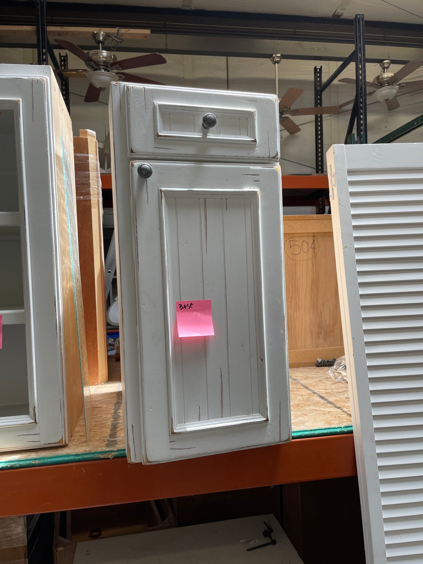 Reclaimed Base Cabinet, Distressed White Finish