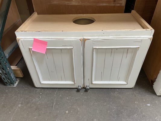 Reclaimed Sink Base Cabinet, Distressed White Finish