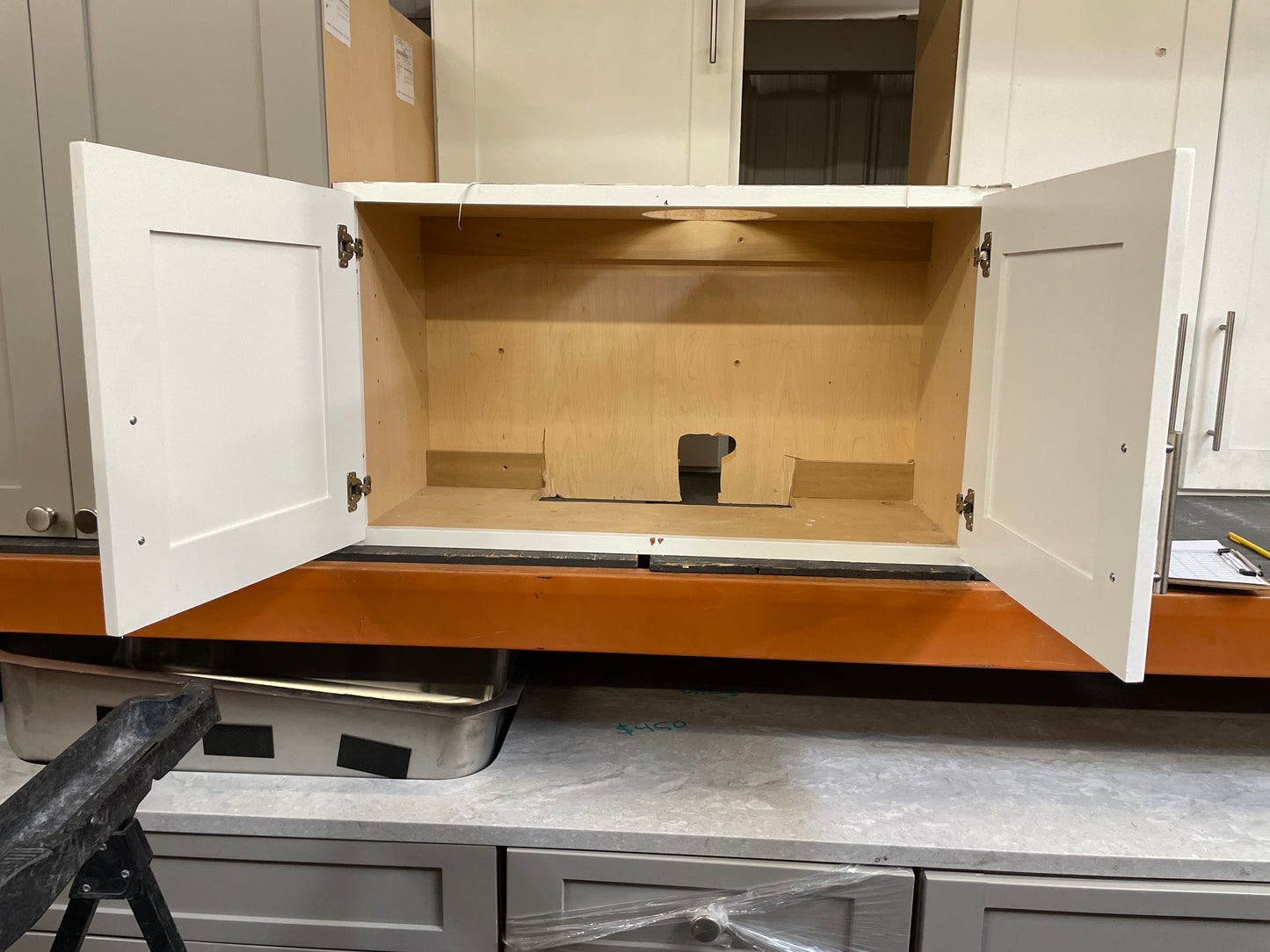 Reclaimed Microwave Wall Cabinet, White Painted Finish