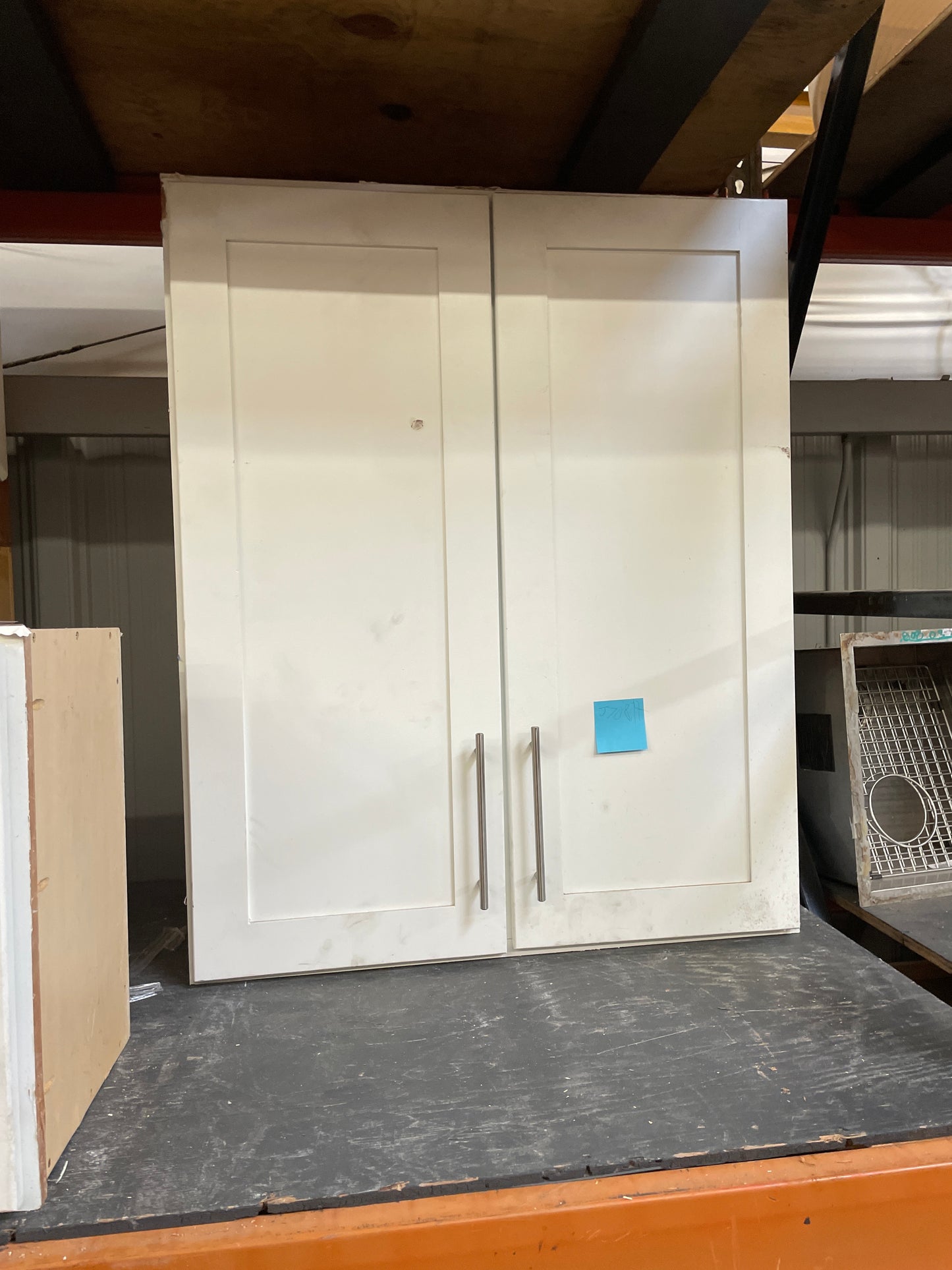 Reclaimed Tall Wall Cabinet, White Painted Finish