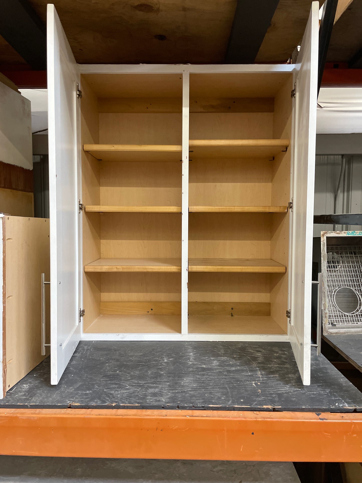 Reclaimed Tall Wall Cabinet, White Painted Finish