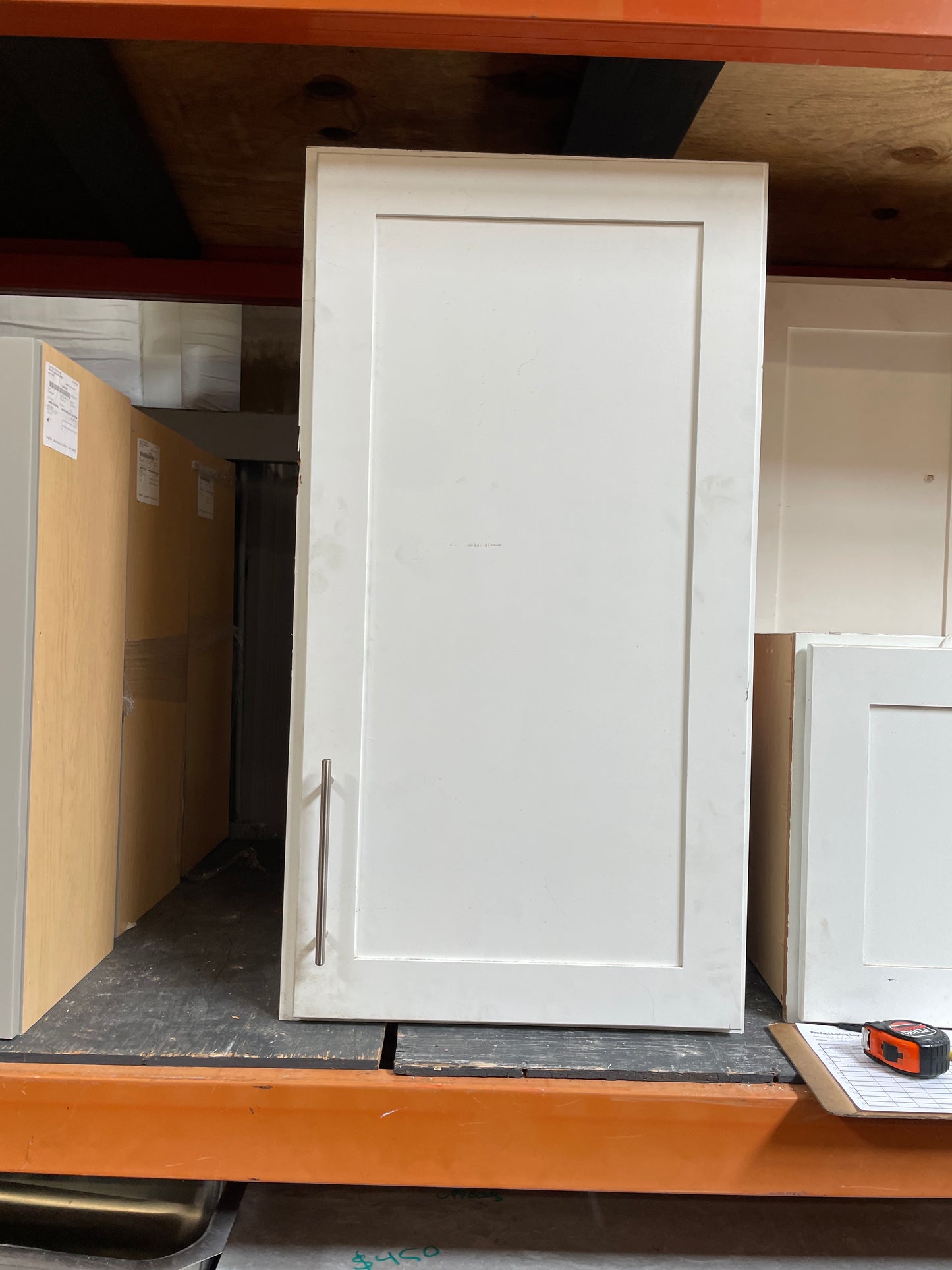 Reclaimed Tall Single Door Cabinet, White Painted Finish