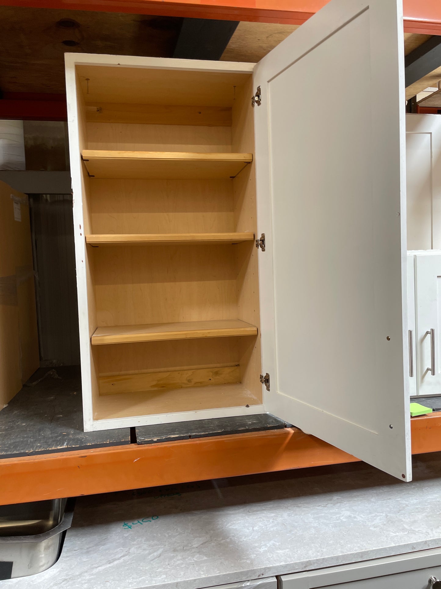 Reclaimed Tall Single Door Cabinet, White Painted Finish