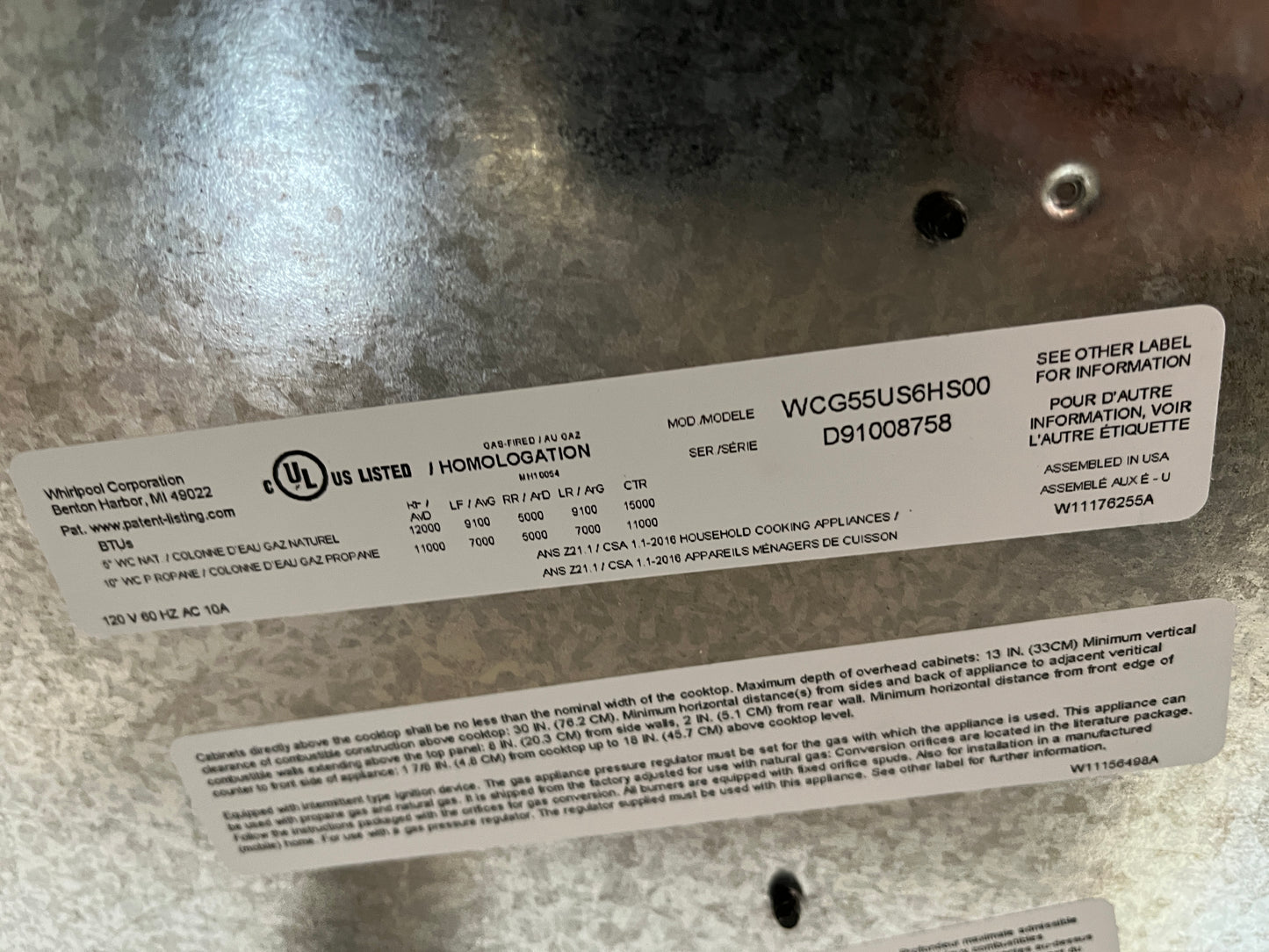 Whirlpool 36" 5-Burner Gas Cooktop [923.07]