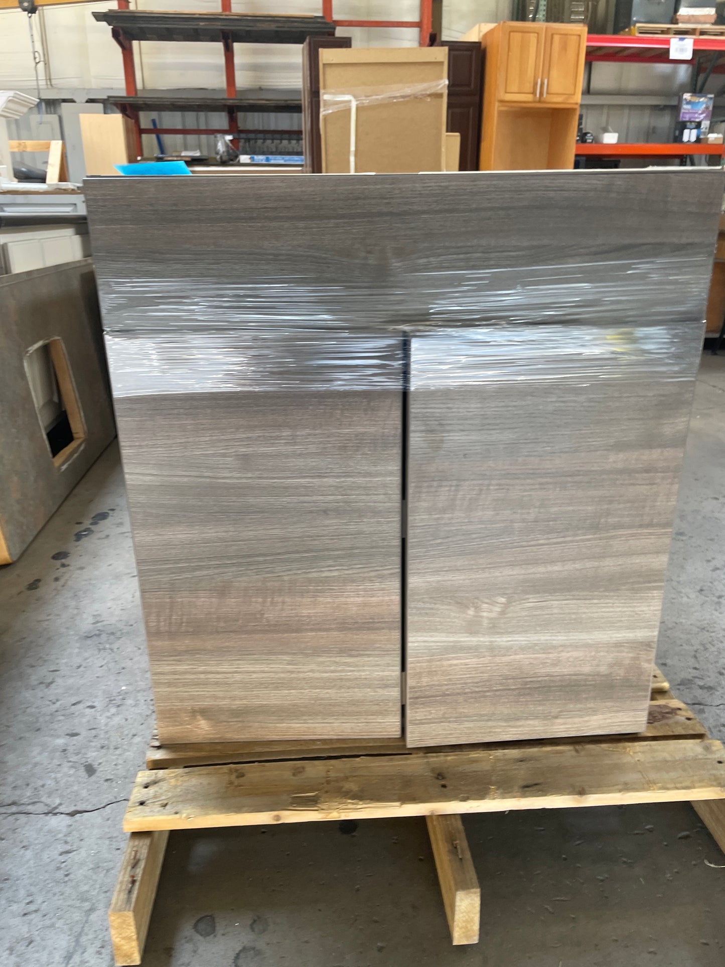 Set of 3 27in Base Cabinet, Gray and White Two-Tone Finish