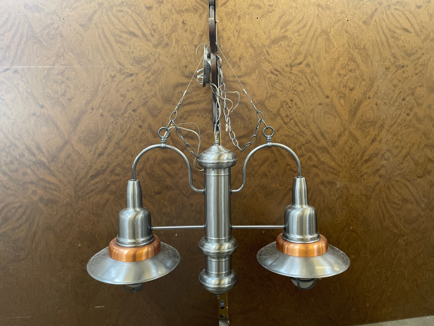 Reclaimed Semi-Flush Mount Industrial Cage, Brushed Nickel