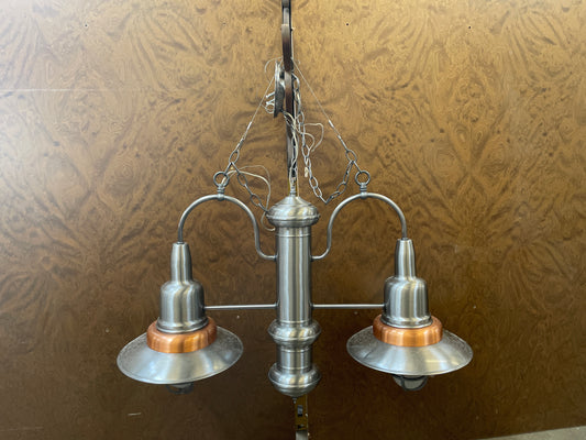 Reclaimed Semi-Flush Mount Industrial Cage, Brushed Nickel