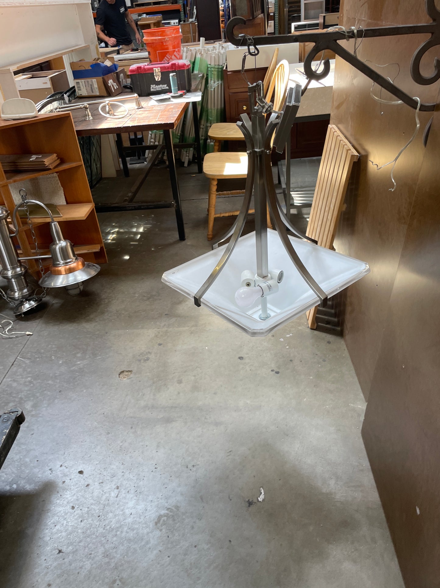 Reclaimed Square Pendant Light, Brushed Nickel