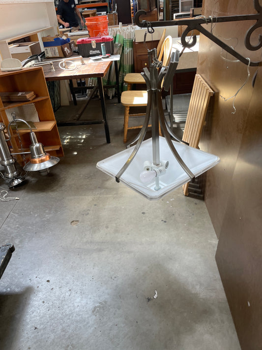 Reclaimed Square Pendant Light, Brushed Nickel