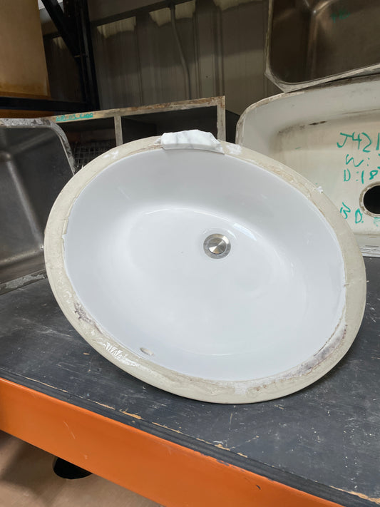 20x6-1/2 Reclaimed Undermount Bathroom Sink, White Porcelain
