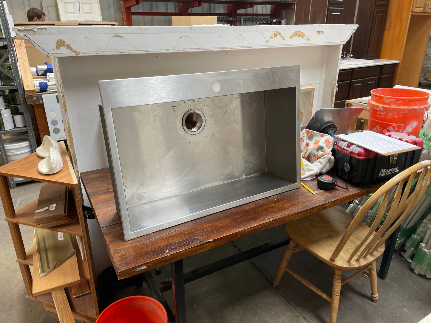33x22 Reclaimed Stainless Drop-In Kitchen Sink, Single Basin