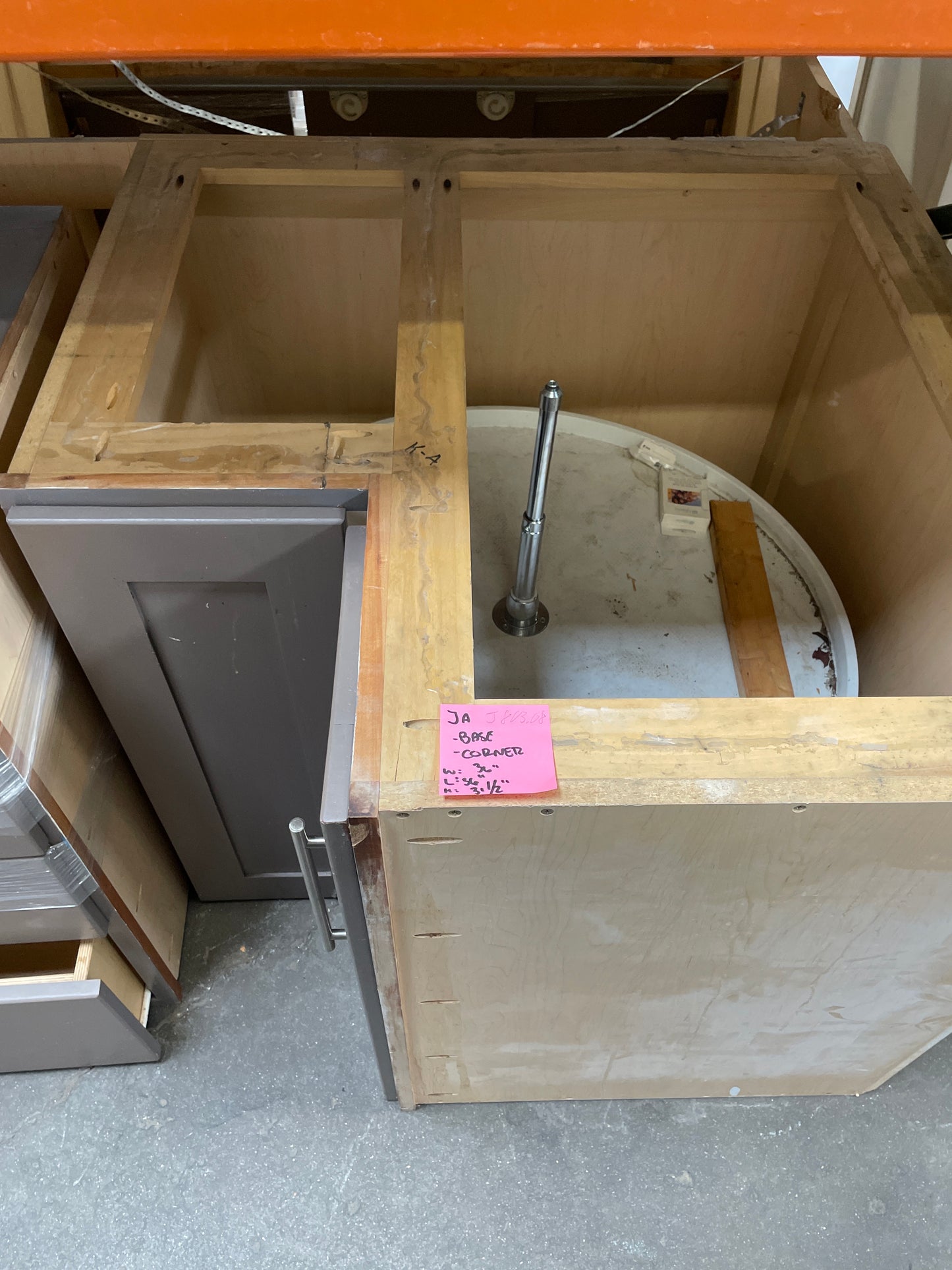 36in Corner Base Cabinet, Gray Finish