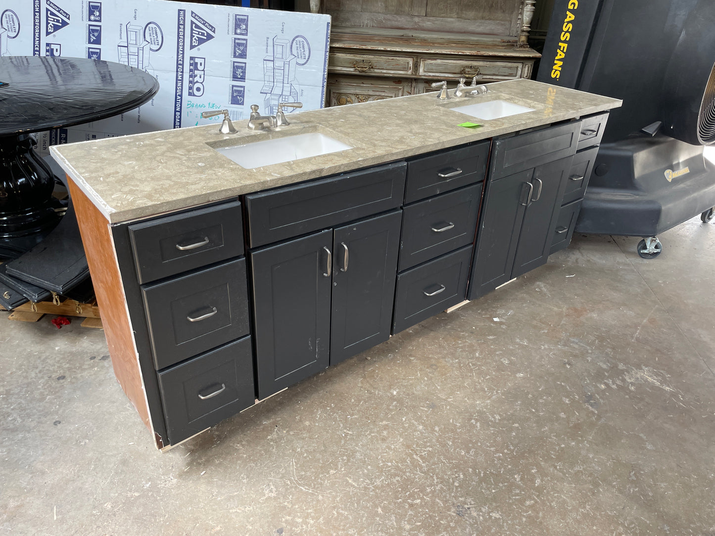 93in Double Vanity Base, Black Painted Finish
