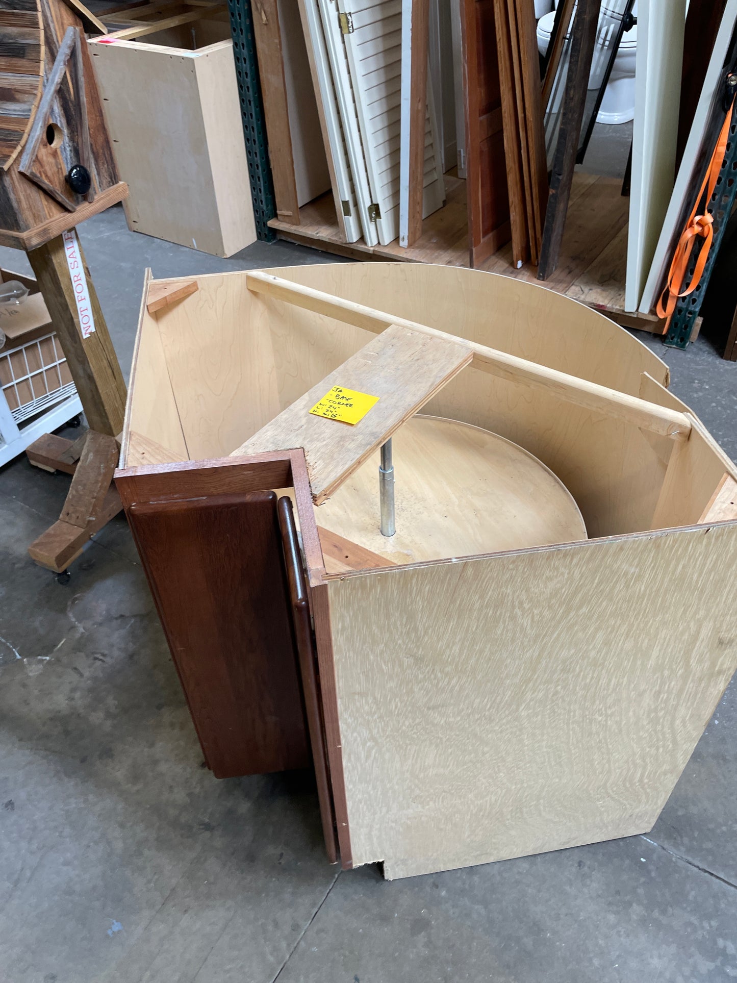 24in Corner Base Cabinet, Natural Wood Finish