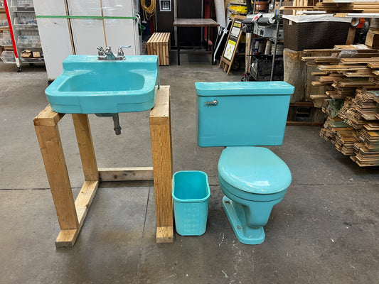 Vintage Crane “Neuday” Bathroom Set – Turquoise, 1961 [1009.01]
