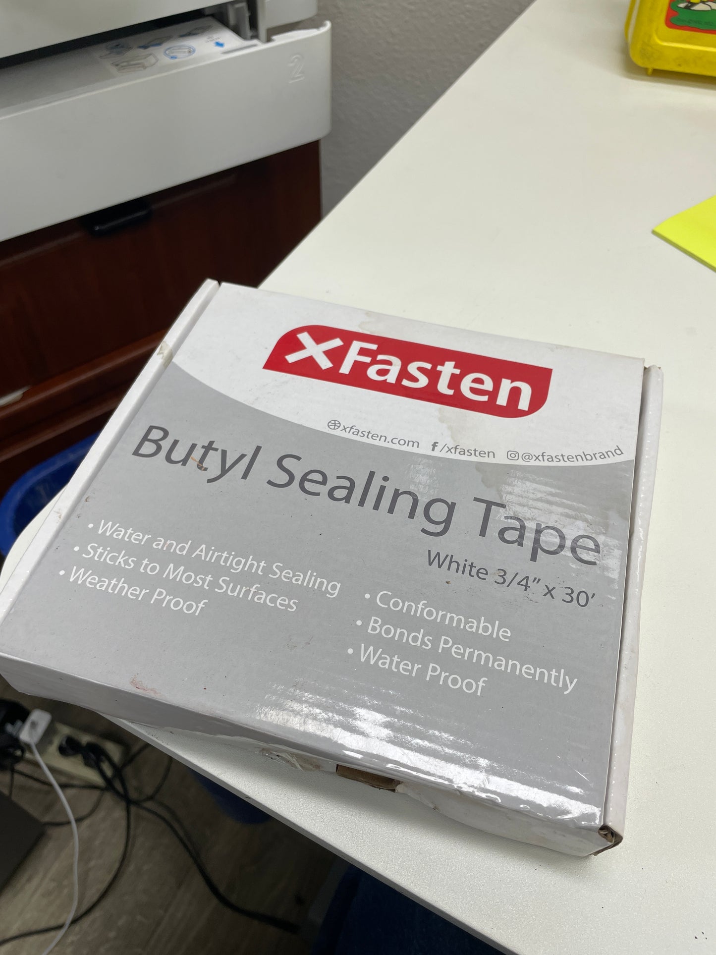 Xfasten Butyl Sealing Tape, White, 3/4in x 30ft