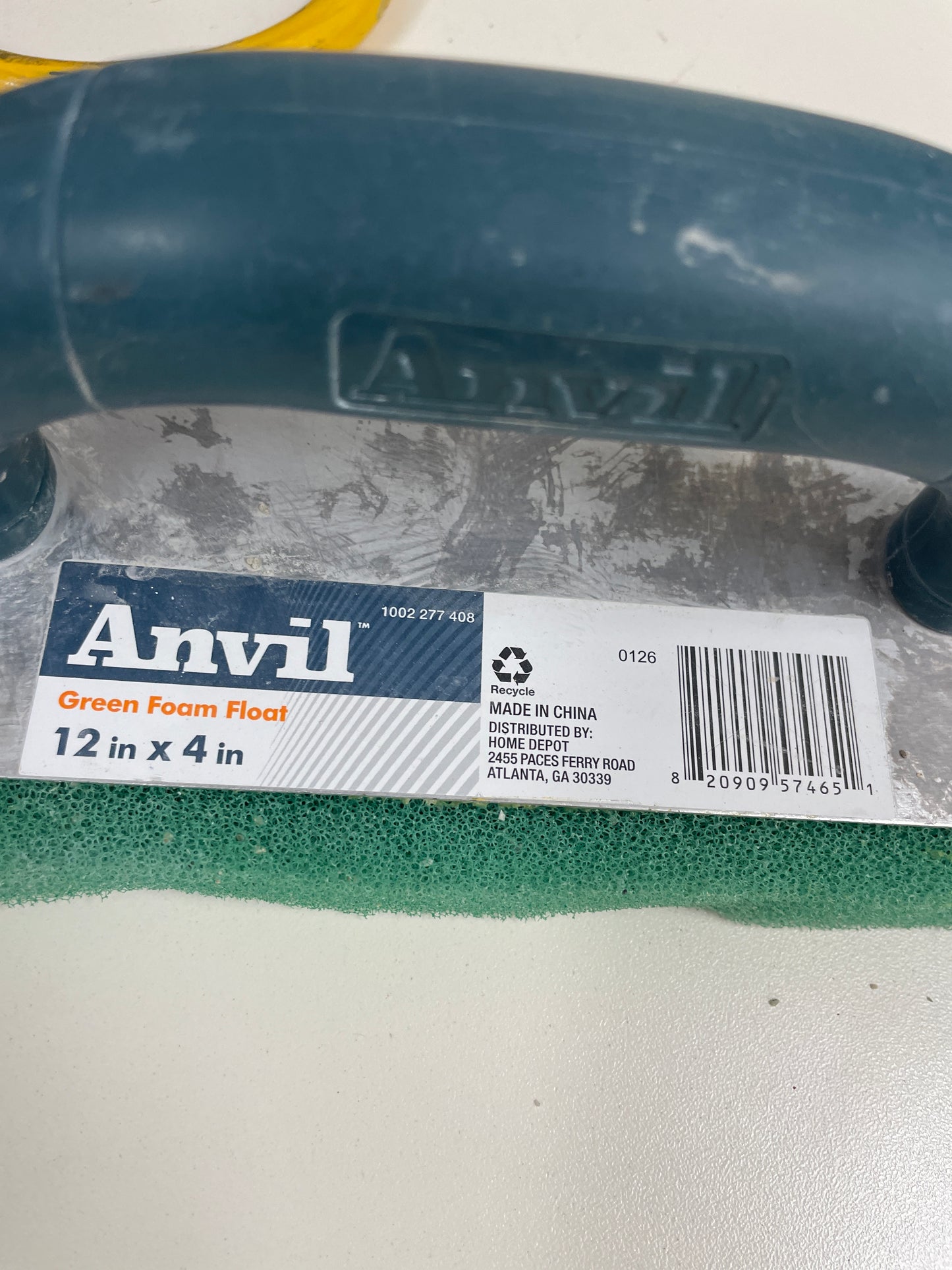 Anvil Green Foam Float Trowel, 12 x 4 Inch