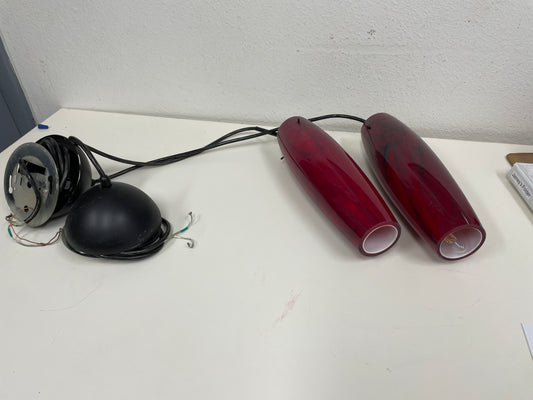 Reclaimed Burgundy Cylindrical Pendant Shades, Pair