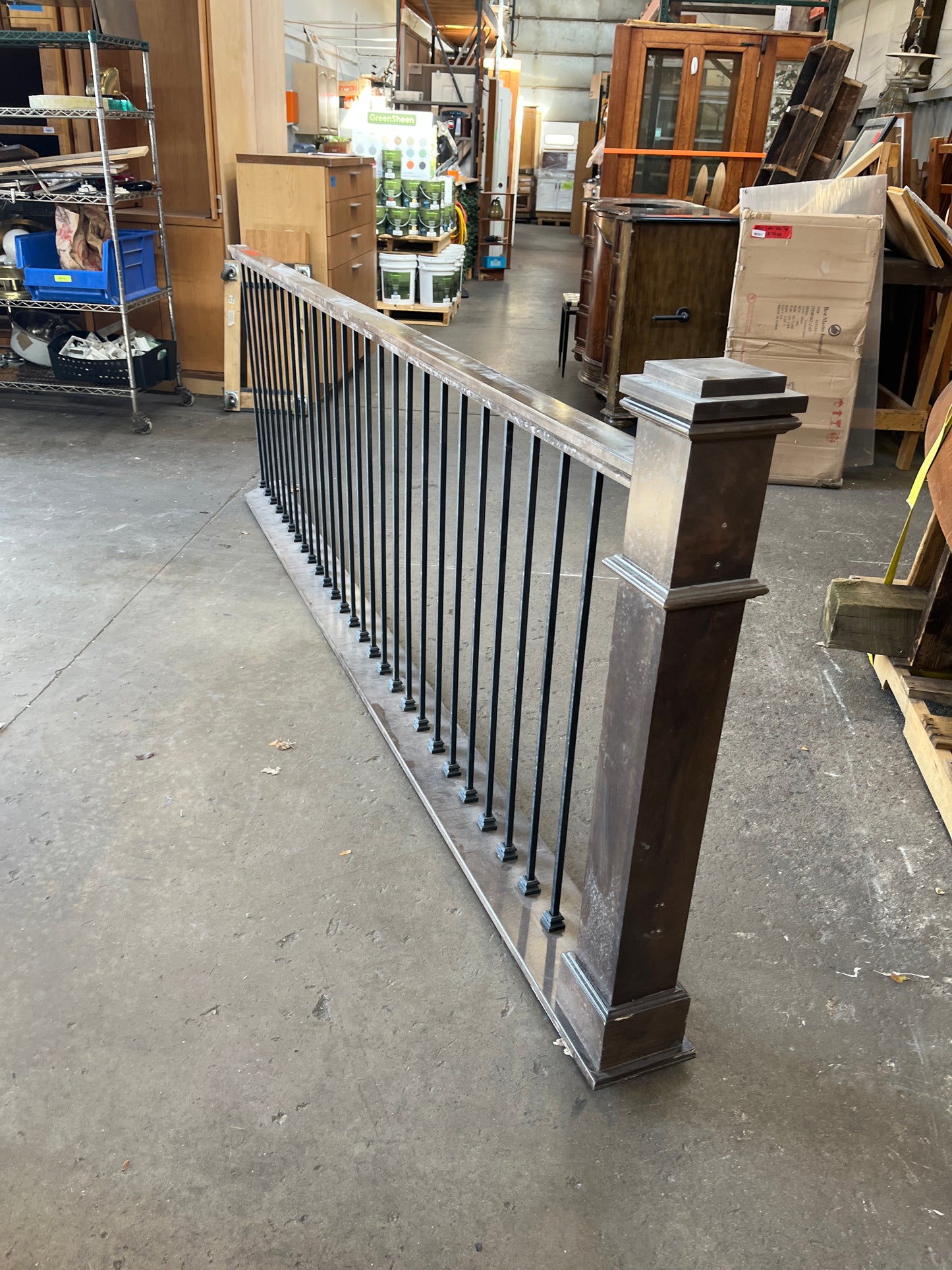 Wood & Iron Stair Railing with Newel Post  [1015.02]