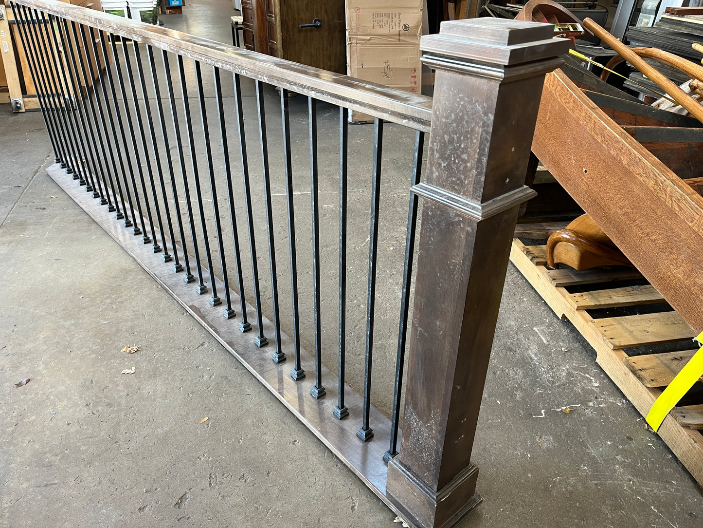 Wood & Iron Stair Railing with Newel Post  [1015.02]