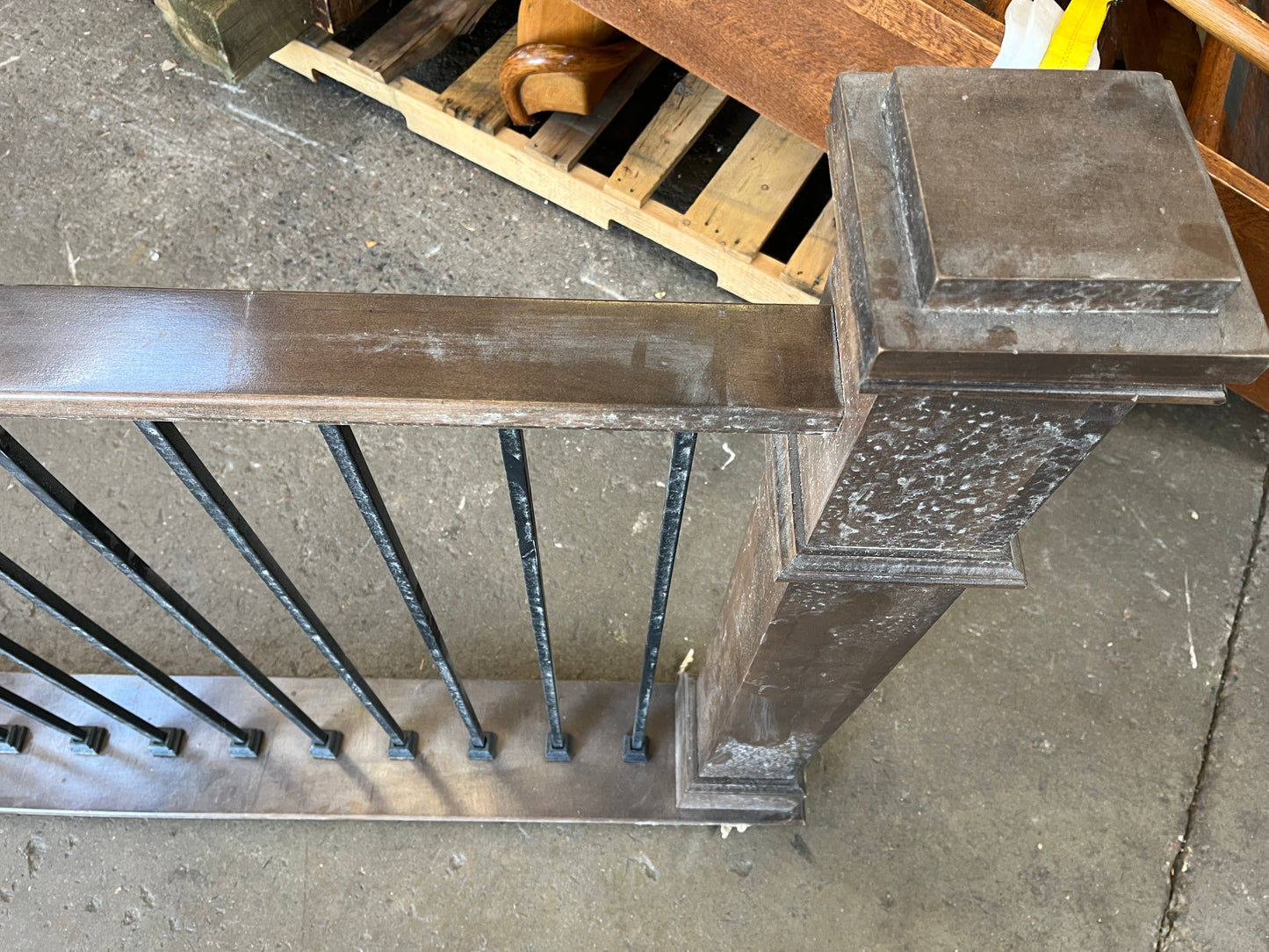 Wood & Iron Stair Railing with Newel Post  [1015.02]