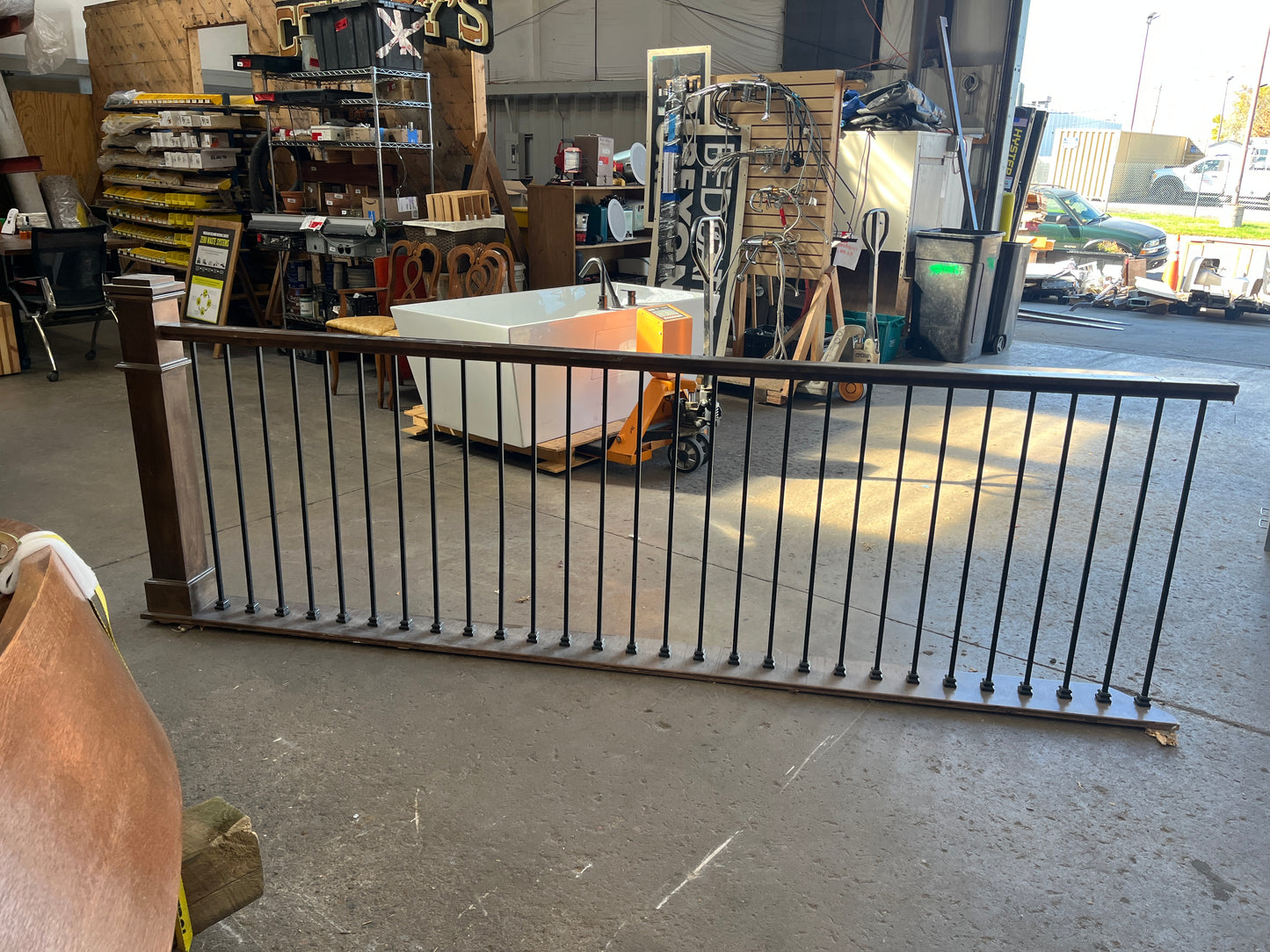 Wood & Iron Stair Railing with Newel Post  [1015.02]