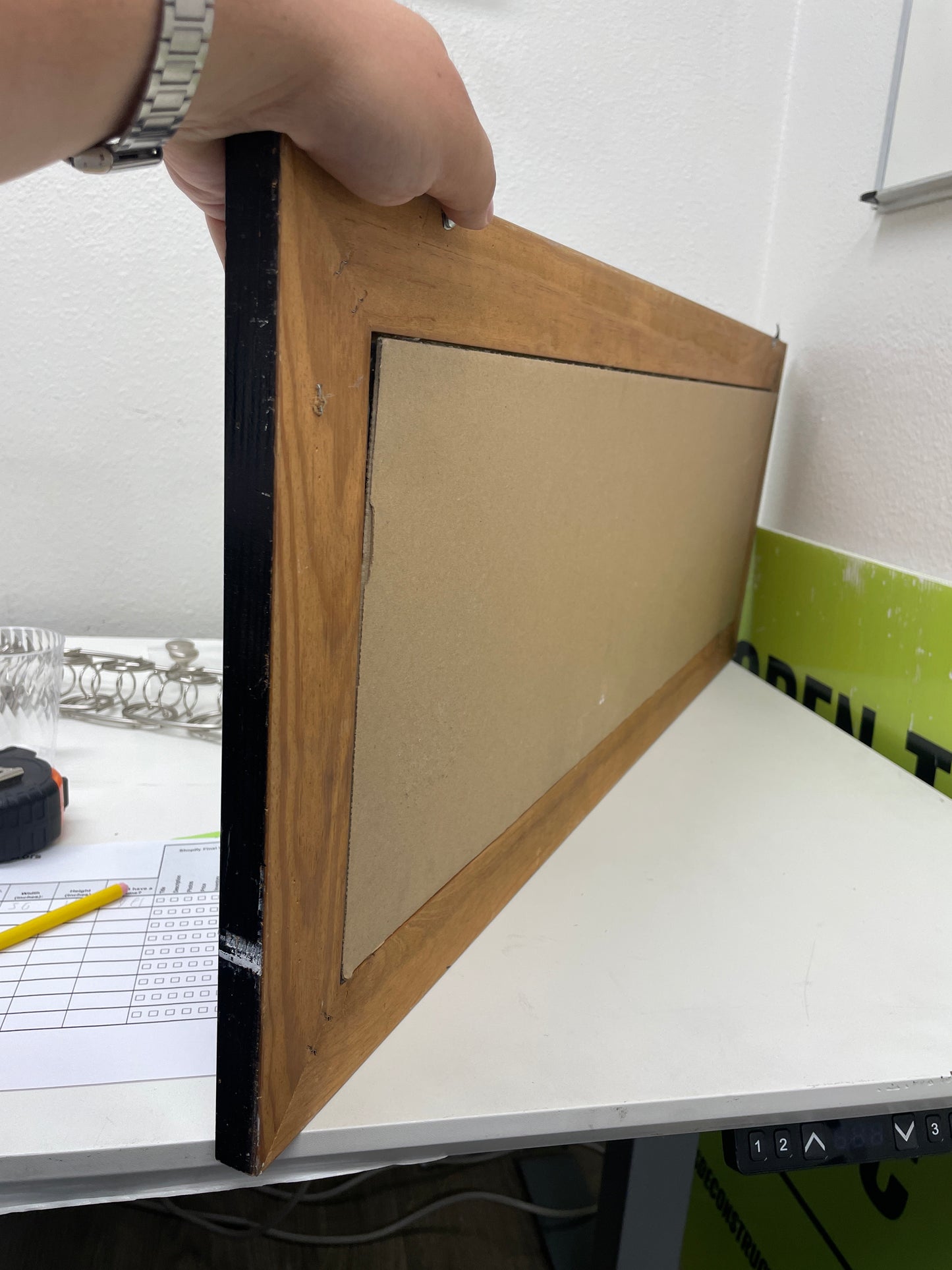 Mirror with Hooks, Black Frame, 36 x 14 Inch