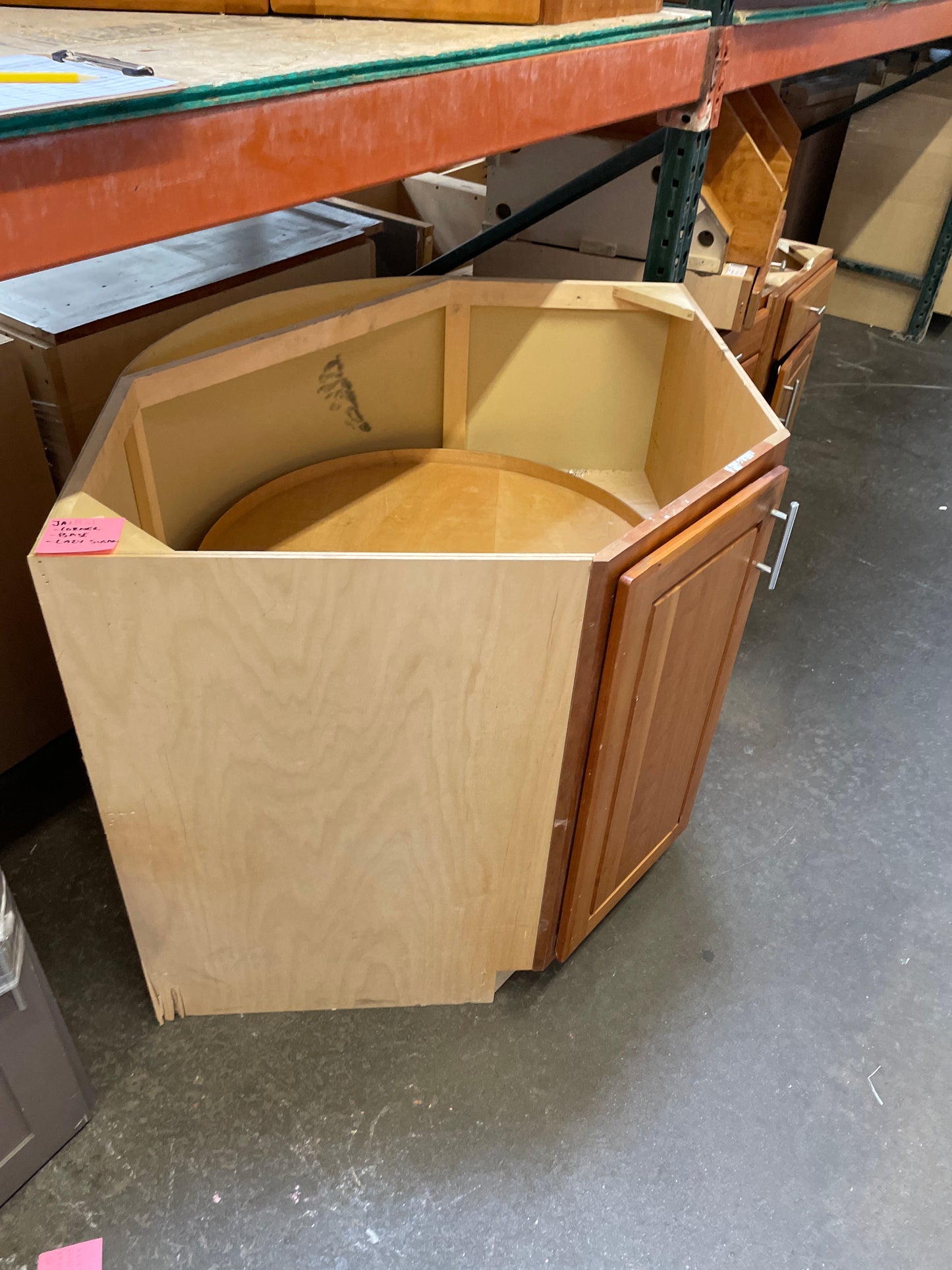 36in Corner Base Cabinet, Natural Wood Finish