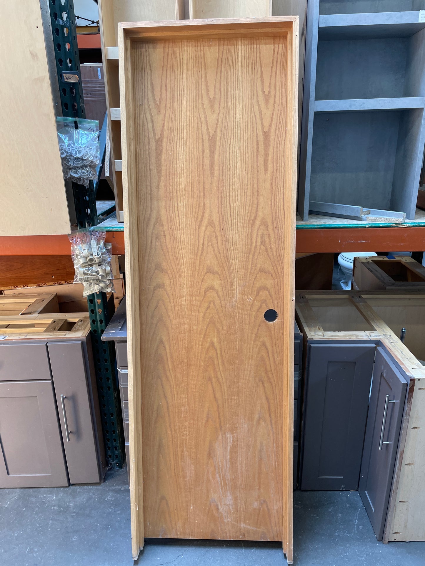 24x80 RHS Interior Hollow Flush Prehung Door, Wood Finish