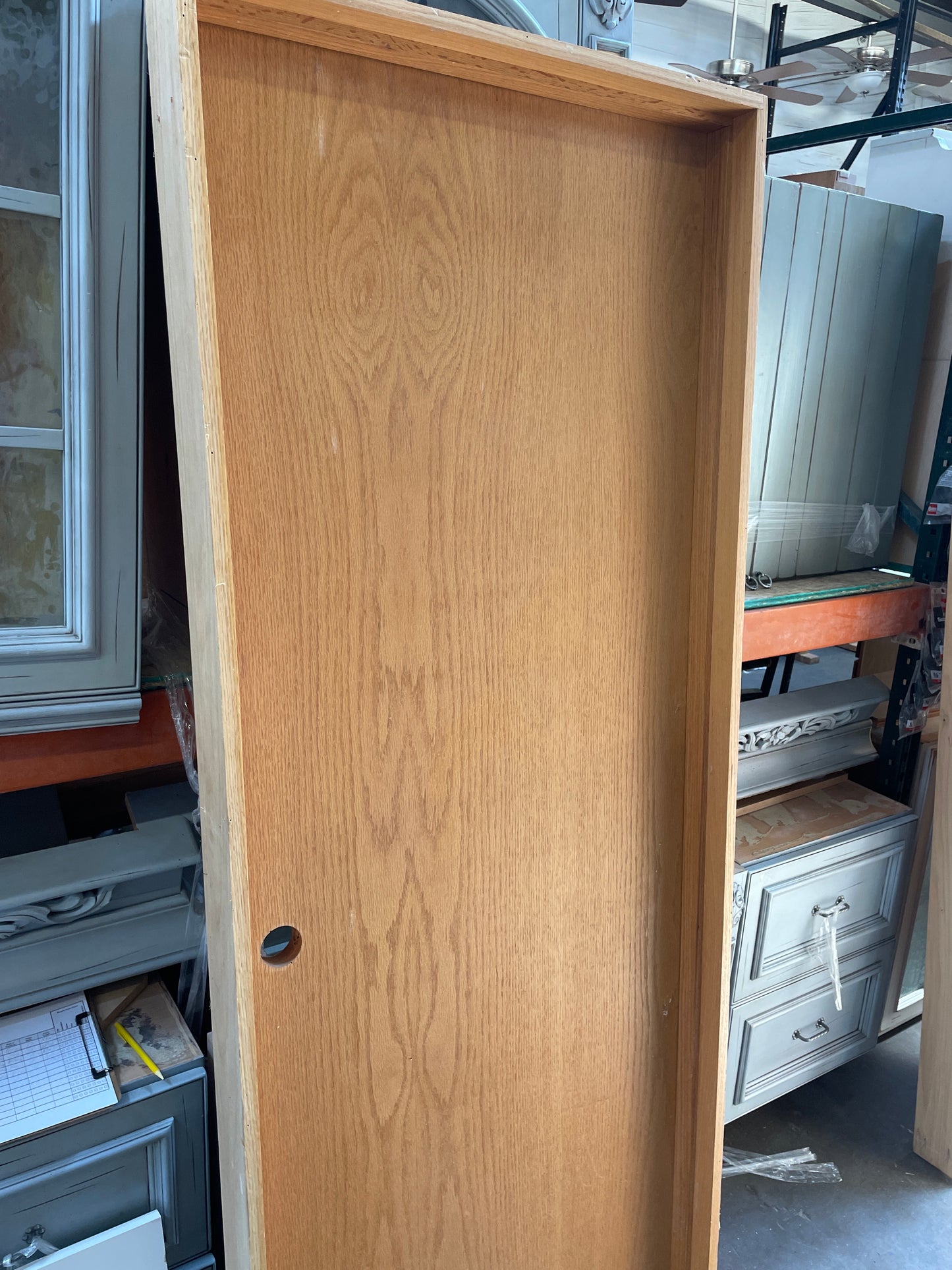 30x80 LHS Interior Hollow Flush Prehung Door, Wood Finish
