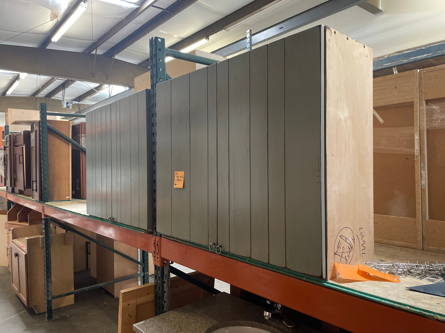 38in Upper Wall Cabinets, Green Painted Finish, Set of 2