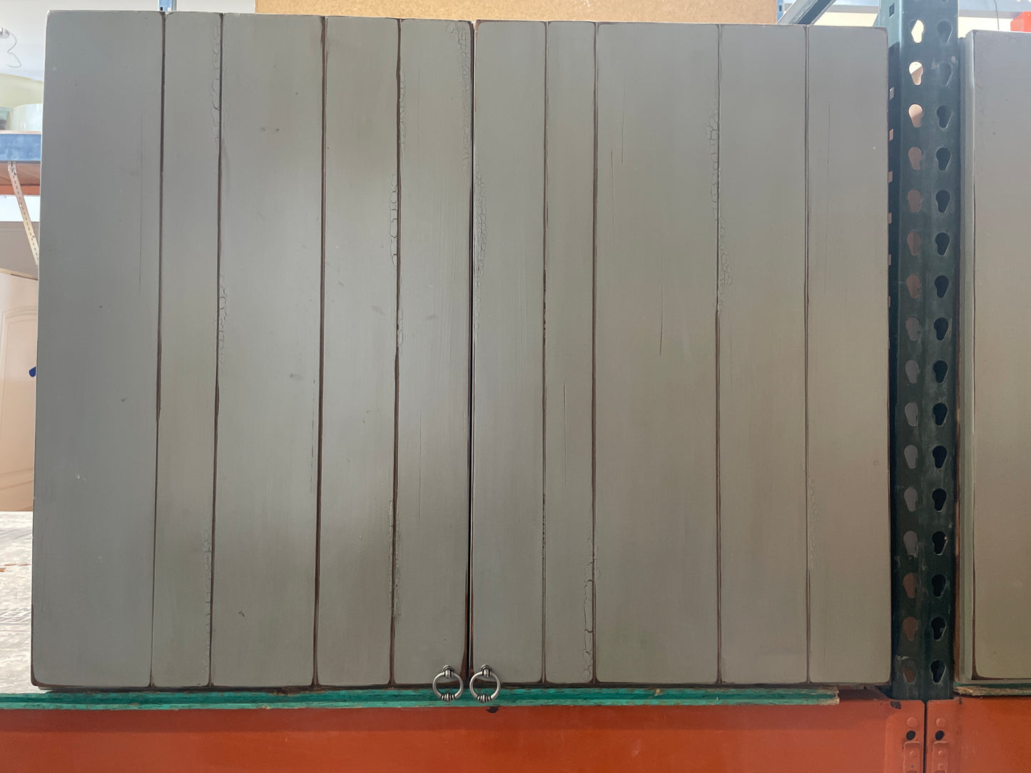 38in Upper Wall Cabinets, Green Painted Finish, Set of 2