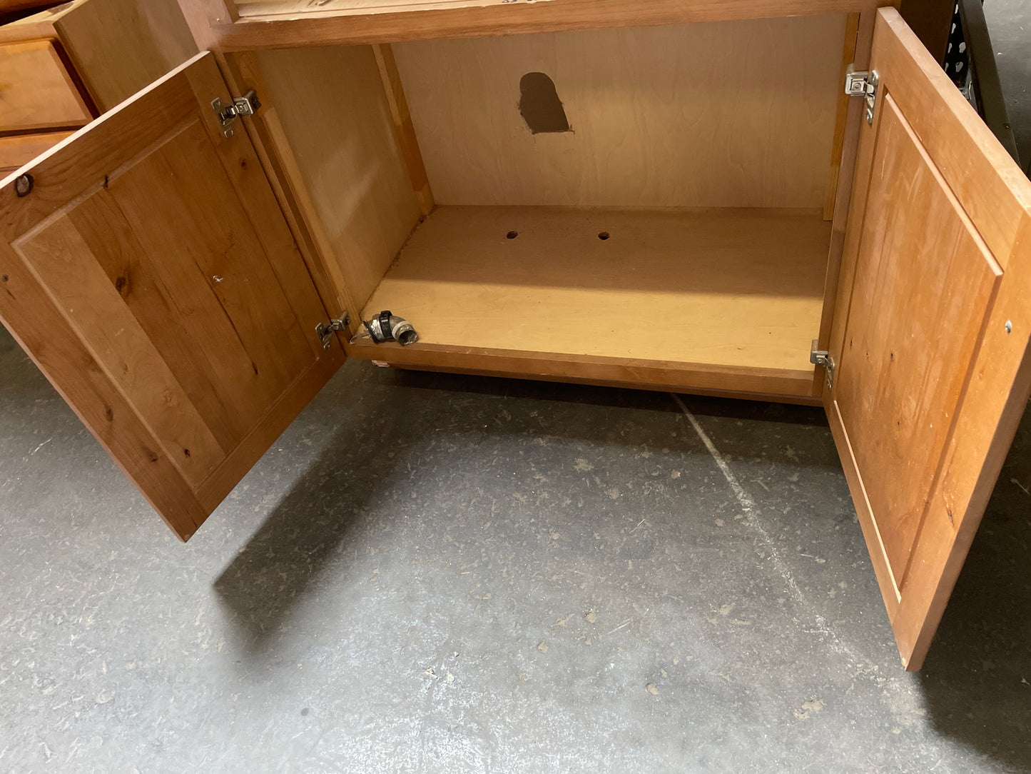 37in Sink Base Cabinet, Natural Wood Finish