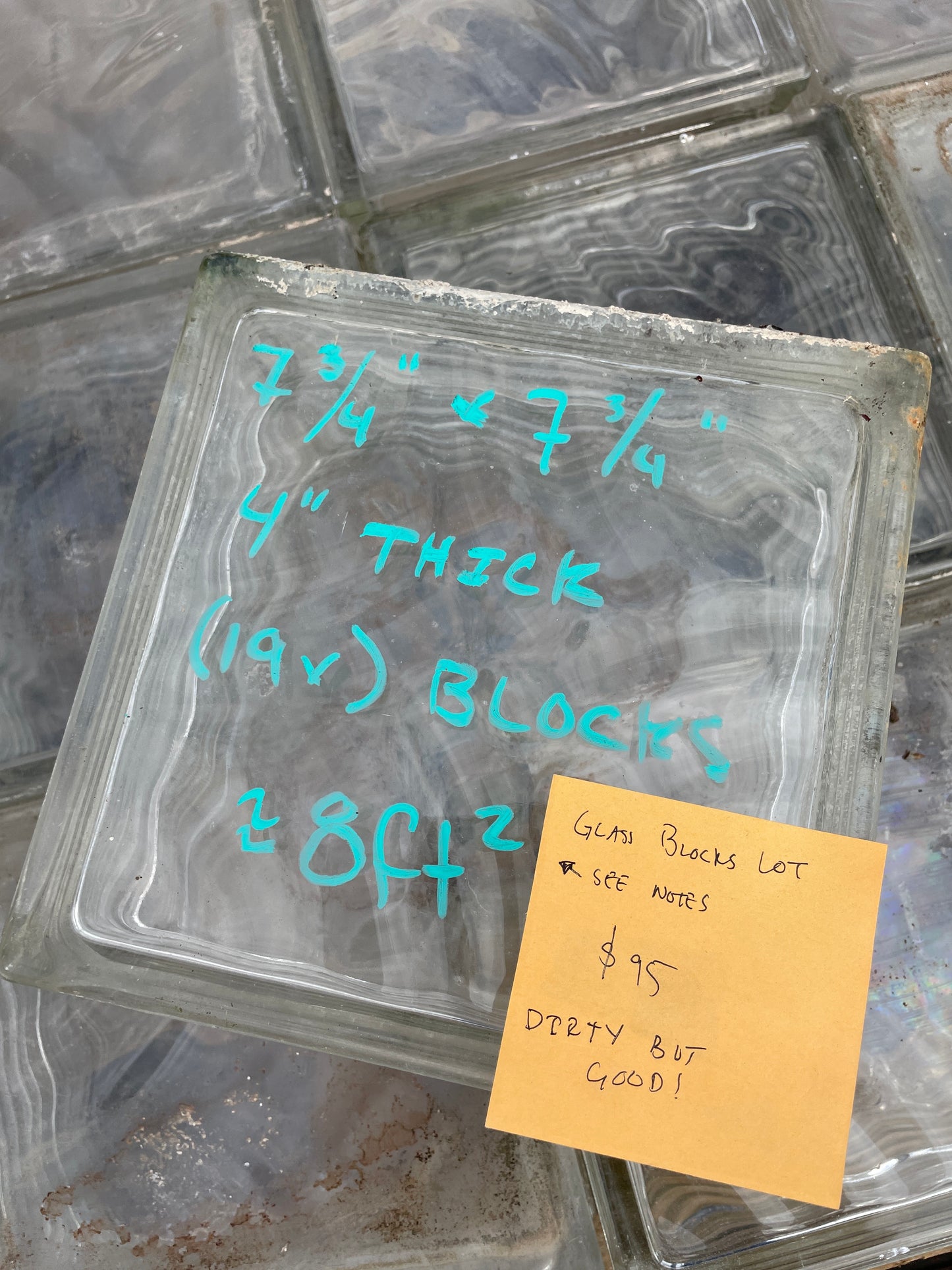 Glass Blocks Lot, 7 3/4 Inch x 7 3/4 Inch x 4 Inch Thick