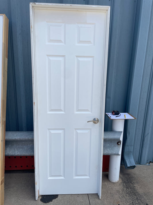 28x80 LHS Interior Hollow 6 Panel Prehung Door, White