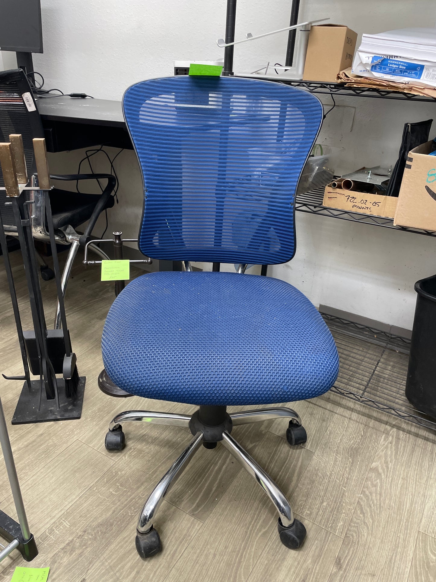 Office Task Chair, Blue Mesh, Adjustable Height